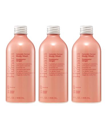 Hey Humans Rosewater Ginger Moisturizing Body Wash with Natural Ingredients & Jojoba Oil | Clean Vegan Sulfate Free Bath & Body Wash for Women | Recyclable Bottle 14 fl. oz. - Pack of 3 - Buy Online on GoSupps.com