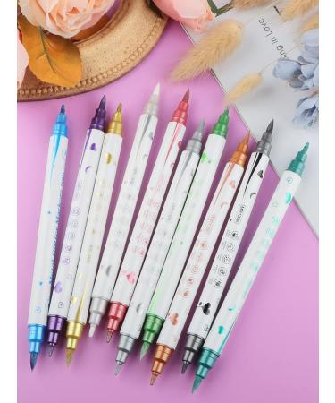 Kalolary 3D Dual-Ended Metallic Nail Art Pens Set - 10pcs Fine Tip Manicure Tools for DIY Painting Nails - Ideal for Easter Beauty Adorn - Women and Girls - Buy Online on GoSupps.com