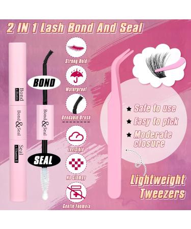 Fluffy Lash Clusters Kit - Wispy 10-20mm Individual Lashes 100D Volume D Curl Extension with Bond Seal & Tweezers for Self Application - Buy Online on GoSupps.com