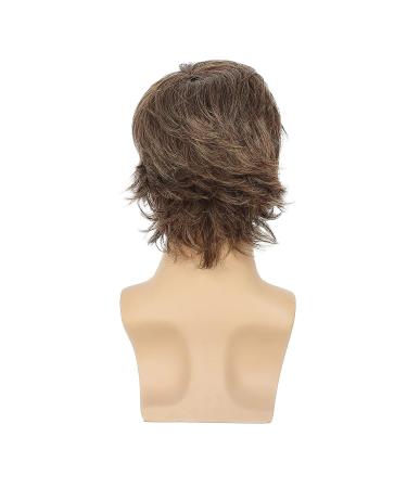 Beweig Men's Short Brown Layered Fluffy Wig - Synthetic Hair for Halloween Cosplay | Includes Wig Cap - Buy Online on GoSupps.com