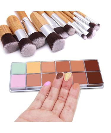 Roseflower 12 Colors Foundation Concealer Palette + 11 Makeup Brushes - Professional Highlight & Contour Kit for All Skin Tones - Buy Online on GoSupps.com