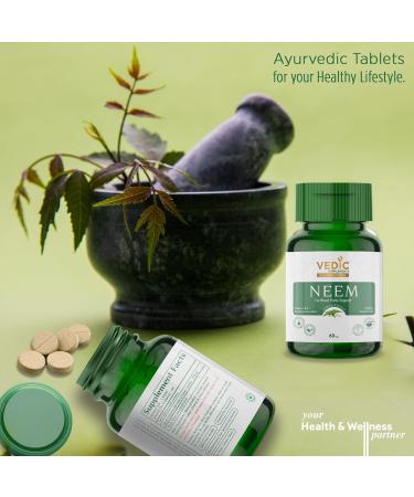 Neem Tablets Vedic Supplements - Supports Skin Immune & Detox - Buy Online on GoSupps.com