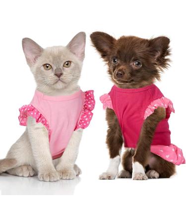 Pet Princess Dress Shirt - 4-Piece Cute Dog Sundress Set for Small Dogs & Cats - Summer Apparel with Ruffles - Puppy Skirt Shirt - Buy Online on GoSupps.com