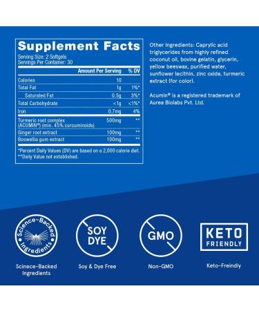 Bulletproof Curcumin Max 60ct Softgels - Keto Joint & Inflammation Support - Buy Online on GoSupps.com