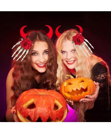 Halloween Hair Clips | Rose Flower Horror Skull Bone Hair Claw - Halloween Nonslip Hairpin Zombie Punk Rock Horror Hair Clip for Women Girls Hair Accessories Jiahua Red - Buy Online on GoSupps.com