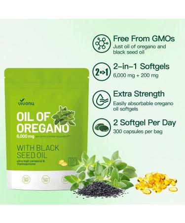 VivoNu Oil of Oregano Softgels 6000mg - 300 Softgels - Buy Online on GoSupps.com