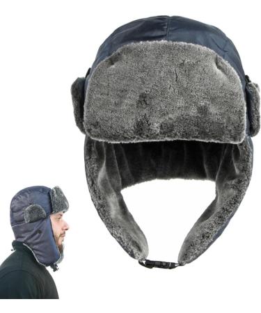Neamou Warm Winter Hats for Hunting & Outdoor Activities | Coldfoot Tapper Hats with Ear Flaps | Navy Blue Ear Care Hats for Skiing Cycling & More - Buy Online on GoSupps.com