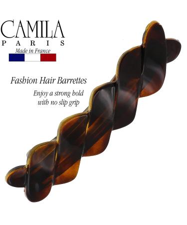 Camila Paris CP2427 French Braided Hair Barrette Clip - Tortoise Shell Design, Automatic Clasp, Strong Hold Grip - Women's Hair Accessory, Made in France - Buy Online on GoSupps.com
