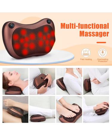 Shiatsu Massage Pillow & Device - Electric Back & Neck Massager with 18 Rotating Heads 3 Speeds - Ideal for Home Office & Car | International Shipping Available - Buy Online on GoSupps.com