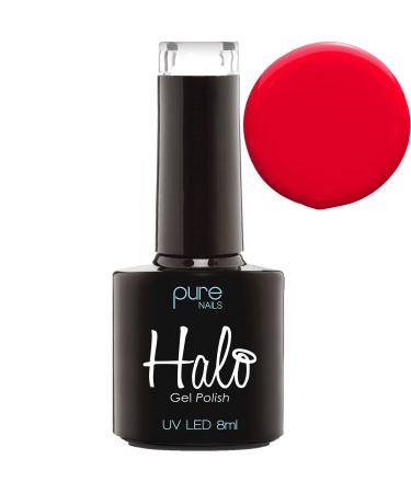 Halo Gel Polish 8ml - Red. UV/LED Gel Nail Polish Long Lasting & Easy To Apply. Soak Off Gel Polish Nail Art Colours For Manicure & Pedicure. Gel Polish For Professional & Home Use.