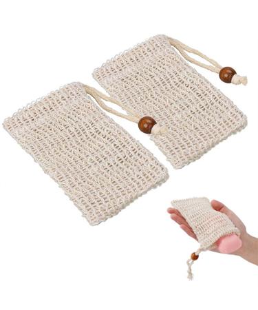 2pcs Natural Safe and Durable Sisal Fiber Soap Bag Saver Pouch for Foaming and Drying The Soap Shower Bath Exfoliating