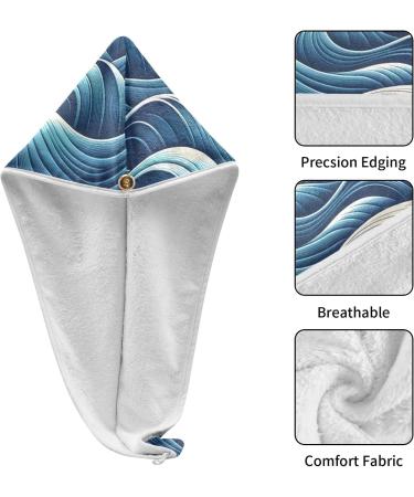 Ocean Wave Hair Towel 2 Pack - Super Absorbent Quick Dry Turbans for Women & Girls | International Shipping Available - Buy Online on GoSupps.com