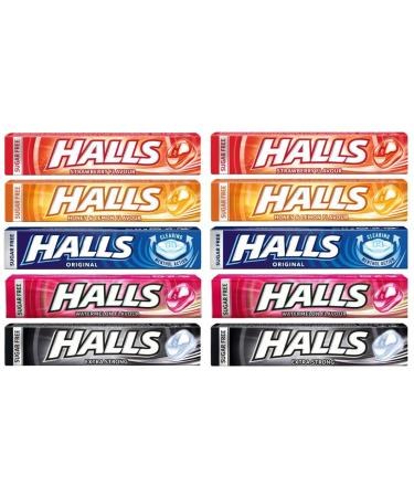 Halls Mix - M lange saveur menthe - Fraise | Miel et citron | Original | Past que | Extra fort - 10 sachets de 35 g
