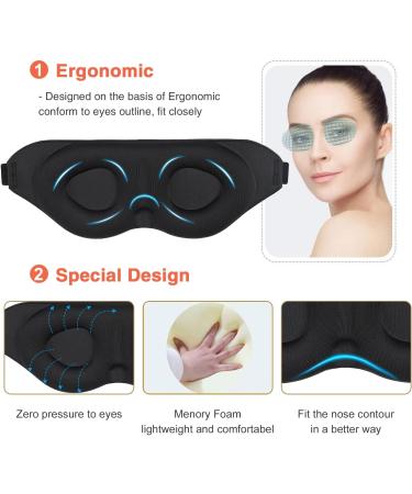 Premium 3D Contoured Sleep Eye Mask for Men & Women - Light Blocking Soft Comfort Blindfold for Travel & Yoga - Perfect for Naps - Buy Online on GoSupps.com