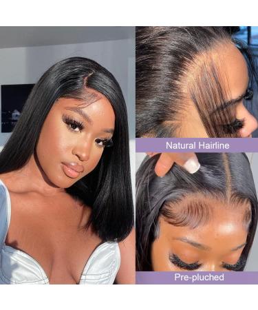 DULOVE 12 Inch Bob Wig Human Hair 13x4 HD Lace, 150 Density Short Bob Glueless Wig for Black Women - Pre Plucked with Baby Hair, Natural Color - Buy Online on GoSupps.com