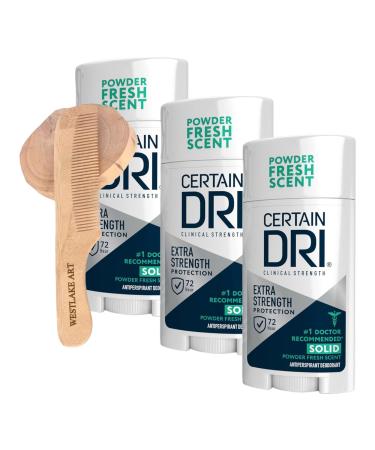 Clinical Strength Antiperspirant Deodorant For Women 1.7 Oz Long-Lasting 72-Hour Protection Solid Stick Clinical Deodorant Subtle Scent | Bundled With Westlake Art Wooden Comb Pack Of 3
