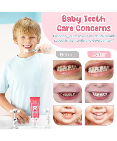 Kids Toothpaste Strawberry Flavor Swallowable Fluoride Free Toothpaste with xylitol and Vitamin E Fights Plaque Cavity and Enamel Protection for Children 60g - Buy Online on GoSupps.com