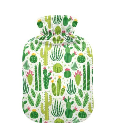 Cactus Floral Hot Water Bottle with Cover Hot Water Bottles for Pain Relief Hot Water Bag Hot Water Bag for Painful Muscle Injuries 1L