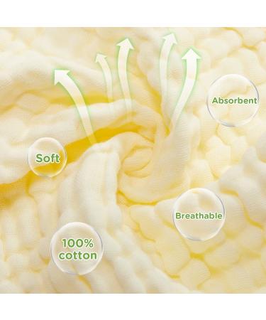 20 Pack Natural Muslin Cotton Baby Washcloths - Soft Newborn Baby Wipes for Sensitive Skin - 12x12 inches (Blue White Green Yellow Pink) - Buy Online on GoSupps.com