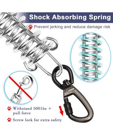 Premium Tie Out Linen for Dogs - Shock-Damping Spring Leash 3-15m | Durable Farm Use Dog Leash (Silver 15m) - Buy Online on GoSupps.com