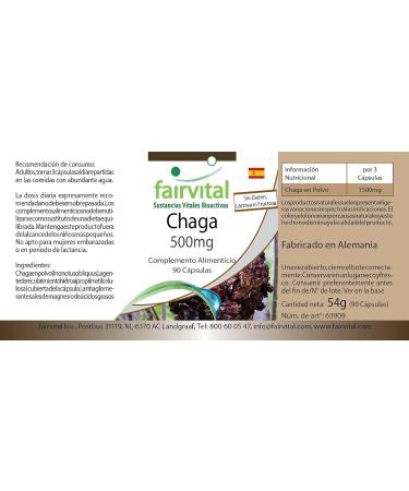 Fairvital | Chaga 500mg VEGAN - High dosed - 90 capsules - Inonotus obliquus - mushroom powder - Buy Online on GoSupps.com