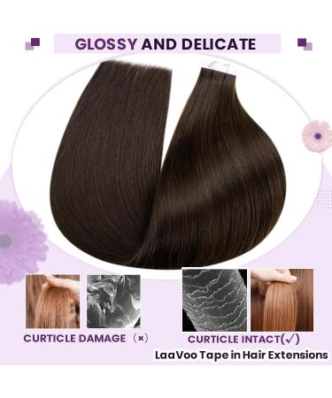 Laavoo Invisible Tape Extensions | Real Remy Hair in Dark Brown - 25cm 20pcs 30g #4 - Buy Online on GoSupps.com