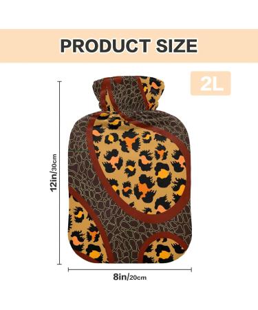 Mnsruu Leopard Paisley Hot Water Bottle with Soft Cover - 2L | Perfect Gift for Women & Kids | Ideal Christmas Present - Buy Online on GoSupps.com