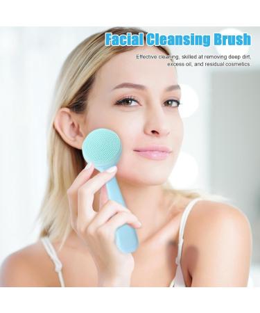 Silicone Manual Facial Cleansing Brush Skin Friendly Waterproof Face Cleaning Scrubber Exfoliator Cleanser Skin Friendly Face Scrubber for Blackheeads Whiteheads Makeup Residues Removal Blue - Buy Online on GoSupps.com
