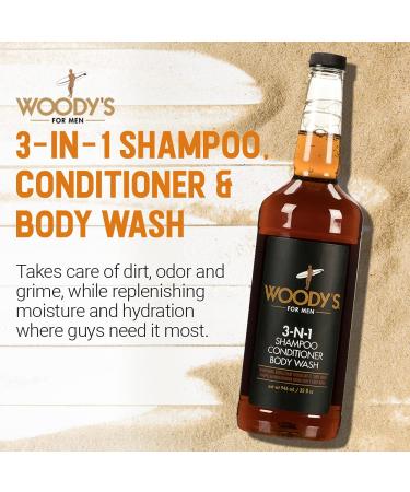 Woodys 3-in-1 Shampoo Conditioner and Body Wash Multipurpose Wash for Men Sulfate-free Paraben-free for all Hair and Skin Types 1 Liter 1-Pack 32 Fl Oz (Pack of 1) 3-IN-1 - Buy Online on GoSupps.com