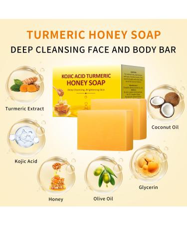 IREV Koji Acid Soap & Honey Turmeric Soap for Dark Spots | Acne Face Wash & Deep Cleansing Soap | Gentle Turmeric Bath Bars - 200g - Buy Online on GoSupps.com