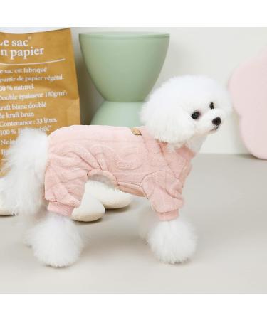 Izefia Dog Sweater | Fleece Dog Clothing for Small & Medium Dogs | Winter Warm Pajama Overall | Twist Print Sweatshirt | size L (30 cm back length) - Pink - Buy Online on GoSupps.com