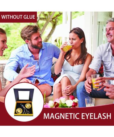 Gold Magnetic Eyelashes Applicator Tool Kit with 2 Pairs of Glue-free Magnetic False Eyelashes - Natural Bushy Look - Buy Online on GoSupps.com
