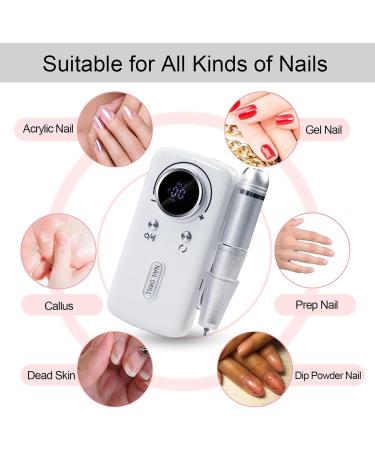 FRUJCDKI Electric Nail Turn 45000RPM Nail Drill Rechargeable Electric Nail File Professional Nail Drill with 6 Drill and Sanding Bands for Acrylics/Gels/Natural Nails (Powder) - Buy Online on GoSupps.com