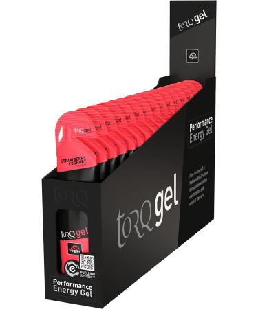 Torq Energy Gel Strawberry Yoghurt - Sports Cycling Running Gels with 30 g Carbohydrates Box of 15 - Buy Online on GoSupps.com