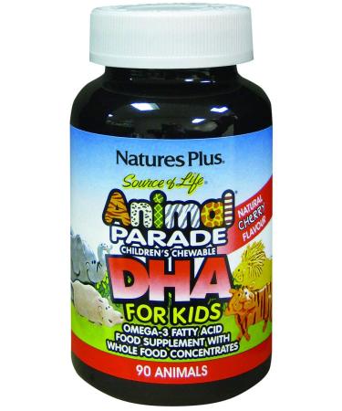 Nature's Plus Source of Life Animal Parade DHA for Kids Children's Chewable Natural Cherry Flavor 90 Animal-Shaped Tablets