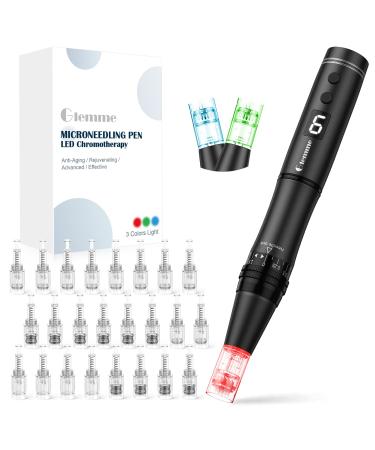 Microneedling Pen Electric Dermapen Professional Adjustable Microneedle with 24PCS Replacement Cartridges, Derma Pen for Face Body