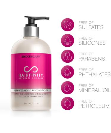 Buy Hairfinity Balanced Moisture Biotin Conditioner - Repair Damaged Dry Curly & Frizzy Hair - Thickening Formula for Thin Hair - Color-Safe Treatment - 12Oz - Buy Online on GoSupps.com