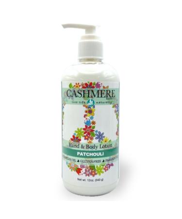Cashmere Bath Hand and Body Lotion - Natural | Paraben-free Moisturizer with Moroccan Argan Oil | Cocoa and Shea Butters | Botanical Soothing Oils | Natural (12oz bottle Patchouli) Patchouli 12 Fl Oz (Pack of 1)