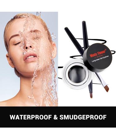 Music Flower Gel Eyeliner Black & Brown Waterproof Long-Lasting Smudge Proof Gel Liner - 3g (Pack of 2) with Brushes - Easy to Apply & Remove | Eye Makeup Essential - Buy Online on GoSupps.com