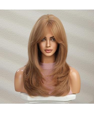 Uevies Strawberry Blonde Synthetic Wig - 26 Inch Smooth Layered Realistic Look for Women | Perfect for Halloween Cosplay & Everyday Use - Buy Online on GoSupps.com