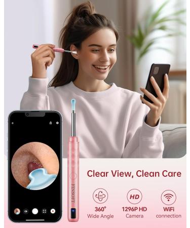 Premium Ear Wax Removal Tool Camera - 1296P HD 6 LED Lights & 10 Picks for iOS/Android - Coral Pink - Buy Online on GoSupps.com