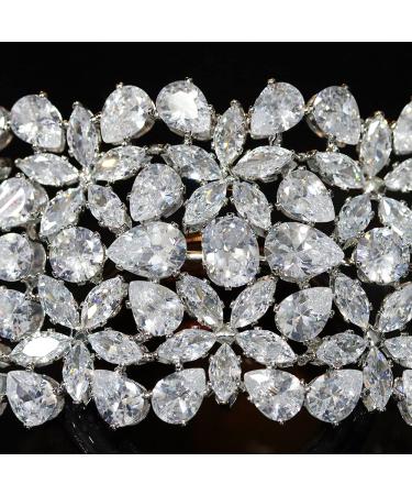 Aoligrace Cubic Zirconia Wedding Bride Headband - Large CZ Tiara for Women, Sweet 16 Hair Accessories (Silver) - Buy Online on GoSupps.com