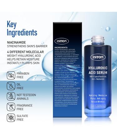 ISTON Advanced Hyaluronic Acid Serum - 1.69 Fl Oz | Anti-Aging Hydrating & Plumping with Niacinamide | 4 Molecular Weight for Youthful Skin - Buy Online on GoSupps.com
