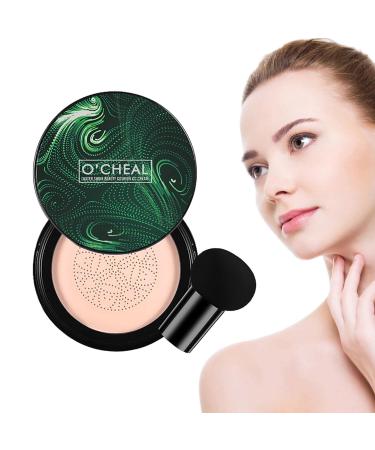 Mushroom Head Air Cushion CC Cream Primer - CC Cream Foundation | Long Lasting Air Cushion CC Cream Mushroom Head CC Cream Primer for Cosmetics/ Ivory