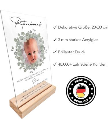 Personalized Godfather Sponsorship Certificate | Custom Acrylic Baptism Gift | 20x30 cm Eucalyptus Frame - Buy Online on GoSupps.com