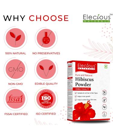 Elecious Hibiscus Powder for Hair Growth & Glowing Skin 200GM | Perfect for Hair Pack Face Pack & Hibiscus Tea - Buy Online on GoSupps.com