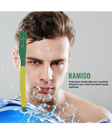 Kamiso Japanese Straight Edge Razor | Premium Barber Razor with 5 Stainless Steel Blades | Men's Freehand Shaving Tool - Buy Online on GoSupps.com
