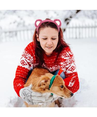 Wittocs Rose Red Bear Ears Headband for Women and Girls - Cute Fashion Plush Ear Headwear for Makeup and Face Washing - Perfect for New Year, Christmas, Valentine's Day - Buy Online on GoSupps.com