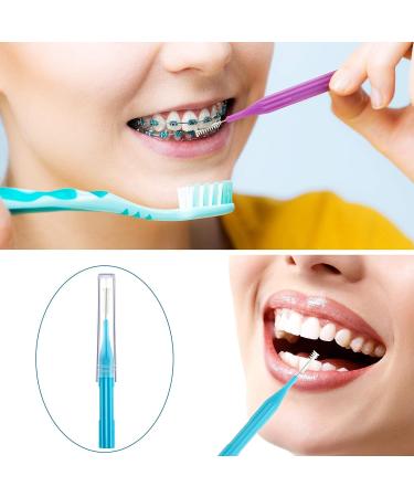 100 Pieces Interdental Braces Brush Set for Oral Hygiene - Light Blue/Grey/Purple - Buy Online on GoSupps.com