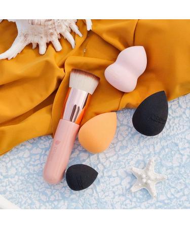 DUCare Flat Top Kabuki Foundation Brush with 4+1 Makeup Sponges Set - Professional Synthetic Blending Tool for Liquid and Powder Makeup - Buy Online on GoSupps.com